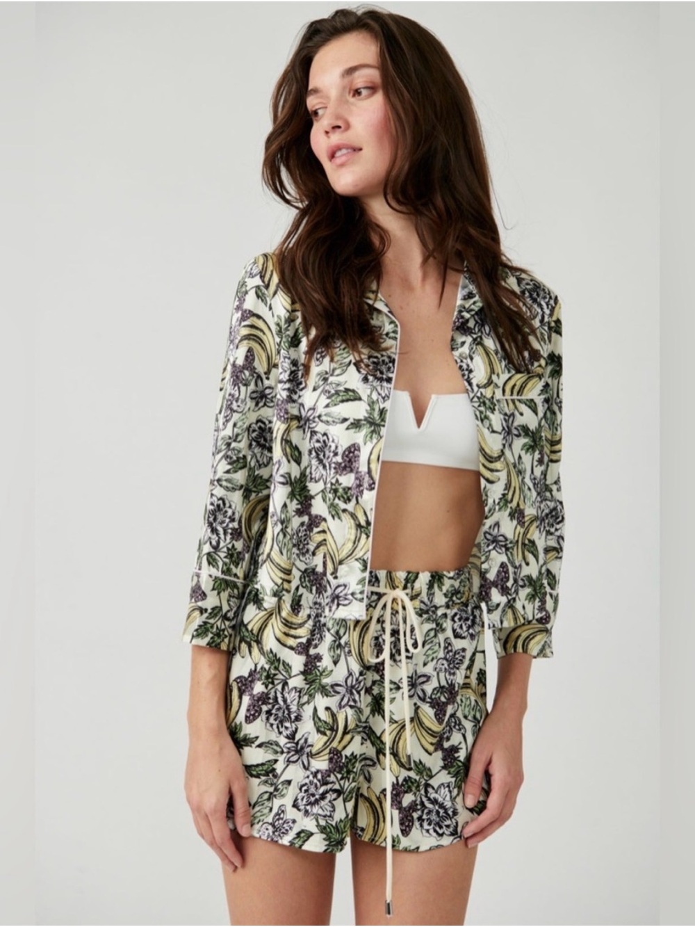 Intimately Free People Pillow Talk Satin Banana Print sleep set